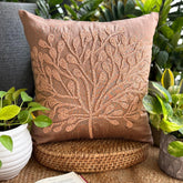 My Wish Tree - Dark Peach Art Silk Decorative Euro Sham
