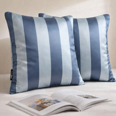 Blue Satin Throw Cushion Cover Pack of 2 - Blue Vertical