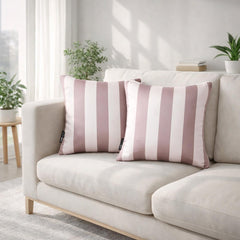 Dusty Rose & White Satin Throw Cushion Cover Pack of 2 - Dusty Rose Vertical