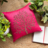 Fuchsia Tree Of Life - Fuchsia Pink Art Silk Decorative Euro Sham