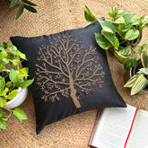 Celebrated Tree - Black Art Silk Decorative Euro Sham