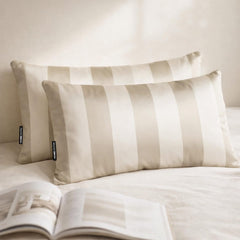 Taupe Stripe Delight Lumbar Cushion Cover