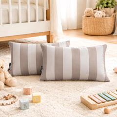 Mocha Satin Lumbar Cushion Cover Pack of 2 - Mocha Stripe Delight