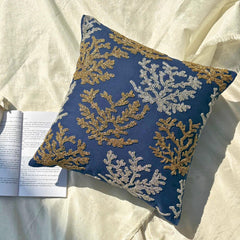 Sea Weeds Swim - Navy Blue Cotton Linen Decorative Euro Sham