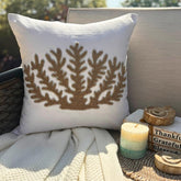 Gold Coral Hunt - Ivory Cotton Linen Throw Cushion Cover
