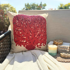 Changing Tree - Natural Beige Cotton Linen Throw Pillow Cover