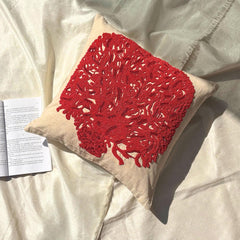 Changing Tree - Natural Beige Cotton Linen Throw Pillow Cover