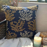 Sea Weeds Swim - Navy Blue Cotton Linen Decorative Euro Sham