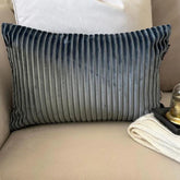 Dark Gray Ribbed Lumbar Cushion Cover