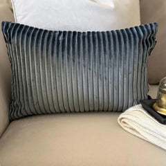 Dark Gray Ribbed Lumbar Cushion Cover