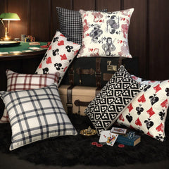 Red & Black Velvet Throw Cushion Cover - Four Suits