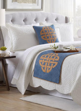 Cotton Blue Decorative Bed Runner and Cushion Cover - Denim Love