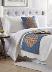 Cotton Blue Decorative Bed Runner and Cushion Cover - Denim Love