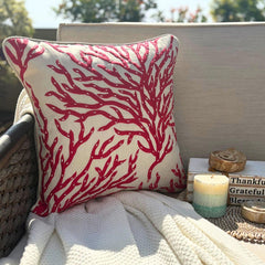 Coraline - Peach Linen Throw Pillow Cover