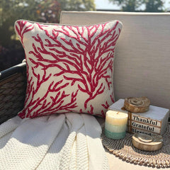 Coraline - Peach Linen Throw Pillow Cover