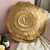 Vintage Golds - Crushed Art Silk Gold Decorative Round Cushion Cover
