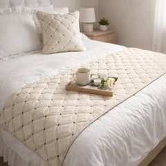 Tender Love - Linen White Decorative Bed Runner and Cushion Cover