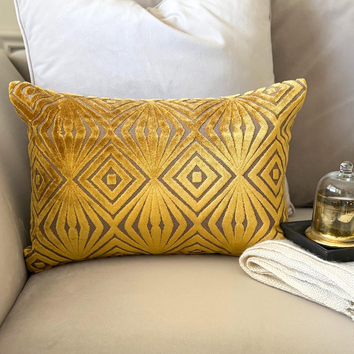 Chartreuse Geo Lumbar Cushion Cover