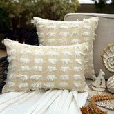 Ivory Fringe Lumbar Cushion Cover