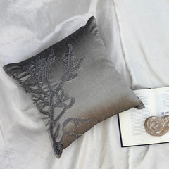 Coral Adornment - Gray Silver Art Silk Decorative Euro Sham