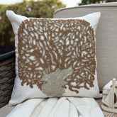 Gold Oak Tree - Ivory Cotton Linen Decorative Euro Sham