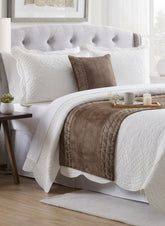 Bourbon Bliss - Velvet Brown Decorative Bed Runner and Cushion Cover
