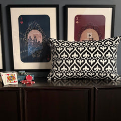 Black & White Velvet Lumbar Cushion Cover - Fleur Noir