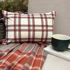 Red & White Velvet Lumbar Cushion Cover - Comfort Plaid Red