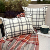 Comfort Plaid Gray Lumbar Cushion Cover