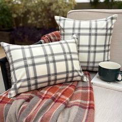 Vintage Plaid Gray Throw Cushion Cover