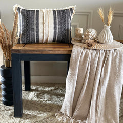 Casbah Charm - Black Jacquard Lumbar Cushion Cover