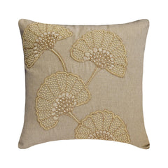Beige Linen Blend Throw Cushion Cover - Pearl Gingko