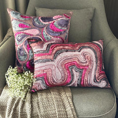 Royal Obsession - Pink & Purple Art Silk Throw Pillow Cover