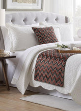 Velvet Peach & Grey Decorative Bed Runner and Cushion Cover - Blushed Chevron