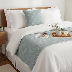 Atmosphere - Linen Blue Decorative Bed Runner and Cushion Cover