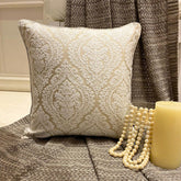 Glow Ivory Damask - Ivory Jacquard Silk Decorative Euro Sham