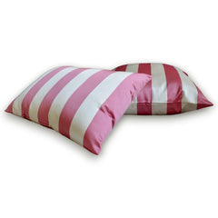Pink Satin Lumbar Cushion Cover Pack of 2 - Pink Stripe Delight