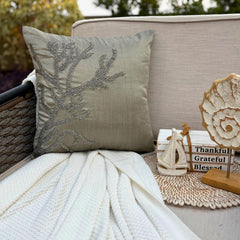Coral Adornment - Gray Silver Art Silk Decorative Euro Sham