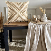 Jutee Love - Beige Linen Throw Cushion Cover