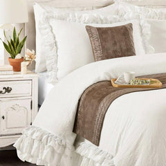 Bourbon Bliss - Velvet Brown Decorative Bed Runner and Cushion Cover