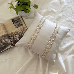 Ivory Jacquard Throw Cushion Cover - Pearl Strand