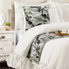 Grey Angular Decorative Bed Runner and Cushion Cover