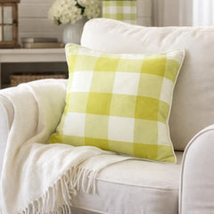 Chartreuse Plaid - Chartreuse Buffalo Checks Decorative Euro Sham