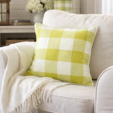 Chartreuse Plaid - Chartreuse Buffalo Checks Throw Cushion Cover