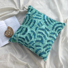 Aqua Ripples - Blue Art Silk Throw Cushion Cover