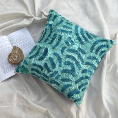 Aqua Ripples - Blue Art Silk Decorative Euro Sham
