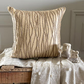 Jute Cords Beige Silk Throw Pillow Cover
