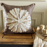 Mother Nature - Brown Cotton Linen Throw Pillow Cover