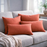 Coral Orange Linen Throw Cushion Cover