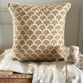 Jute Trellis - Natural Beige Cotton Linen Throw Pillow Cover